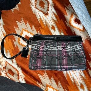 Coach plaid wristlet